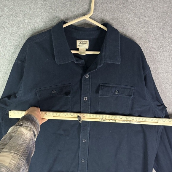 Vintage LL Bean Flannel Shirt Men 2XL Blue Chamois Cloth Button Up Double Pocket - Picture 7 of 9